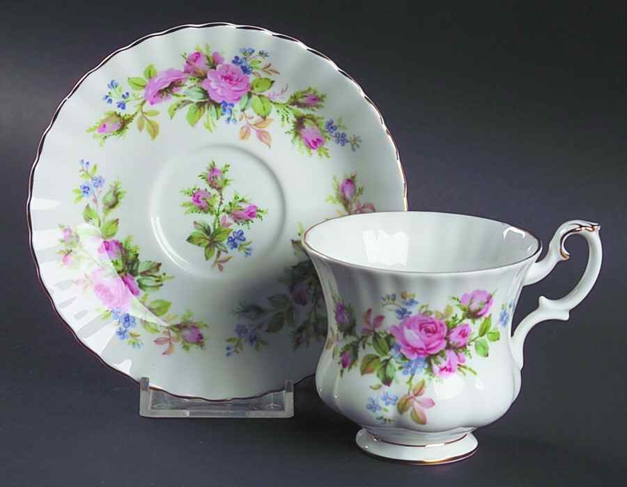 Moss Rose (Montrose Shape) Footed Demitasse Cup & Saucer Set by Royal Albert-1