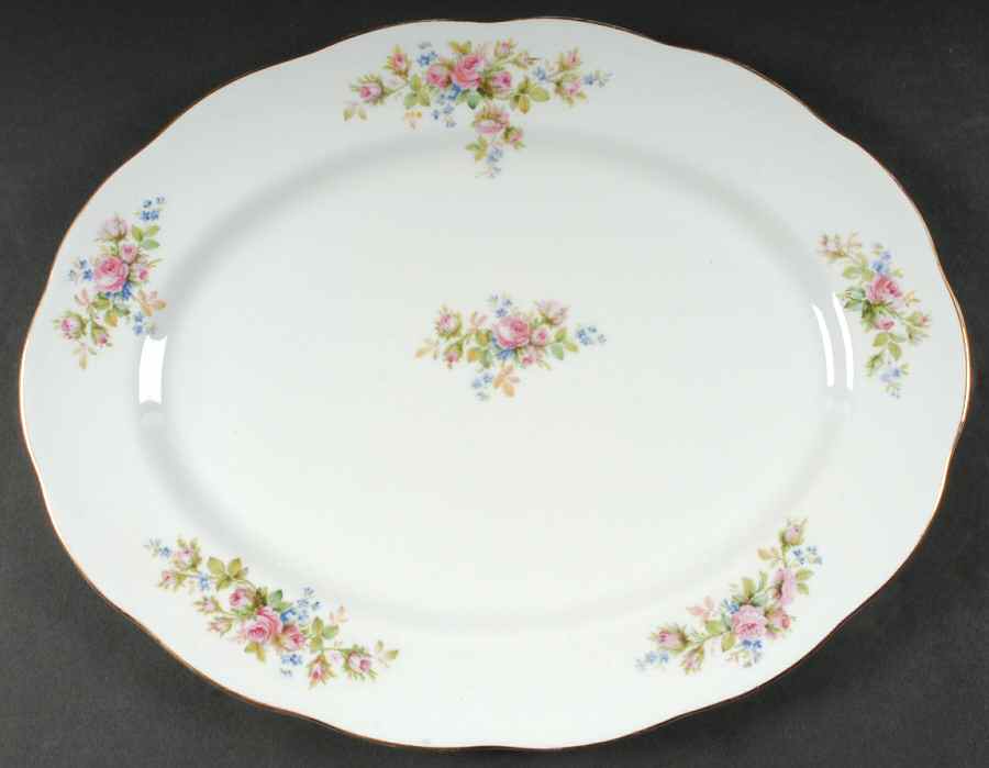 Moss Rose (Hampton, New) 15" Oval Serving Platter by Royal Albert-1