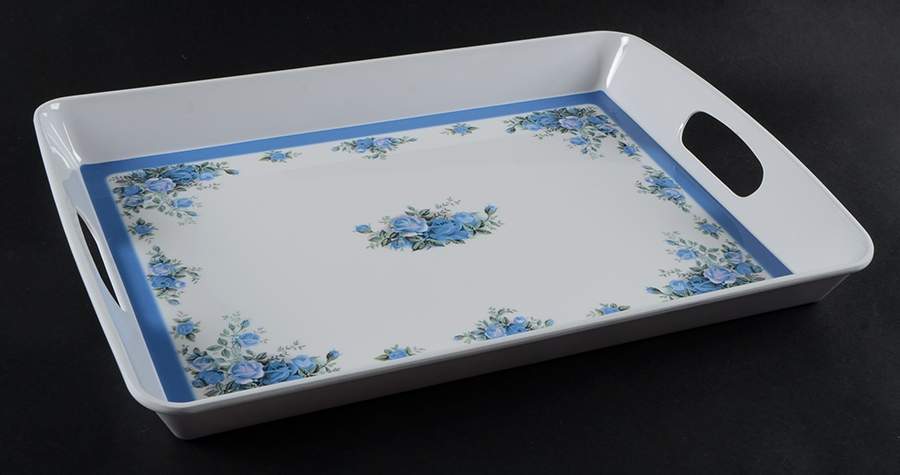 Moonlight Rose 18" Rectangular Handled Serving Melamine Tray by Royal Albert-1