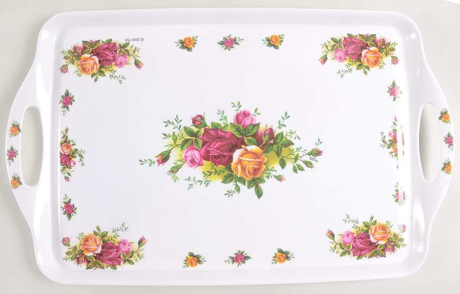 Old Country Roses 19" Rectangular Handled Serving Melamine Tray by Royal Albert-1