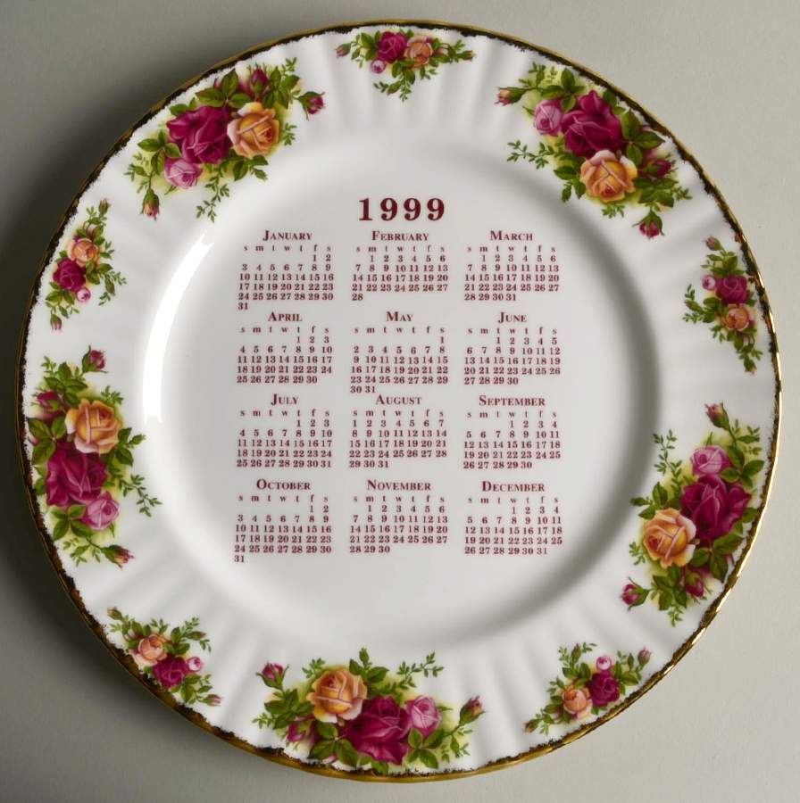 Old Country Roses "1999" Calendar Plate by Royal Albert-1