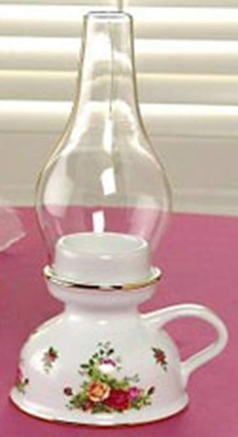 Old Country Roses Hurricane Lamp & Globe by Royal Albert-1