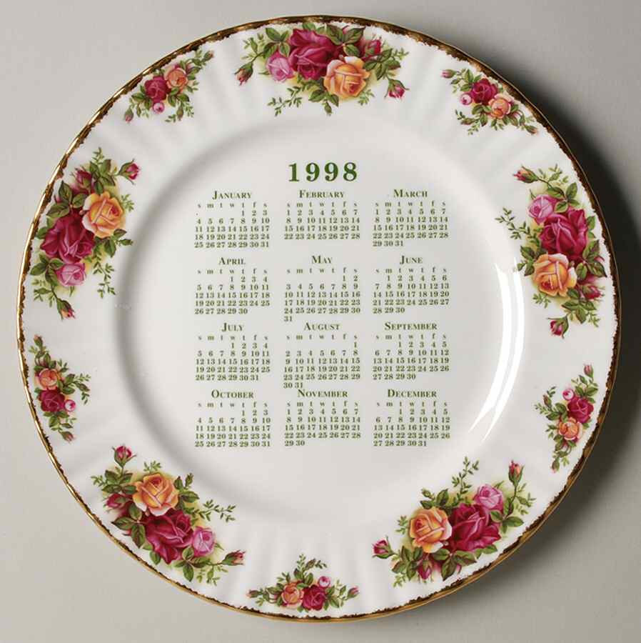 Old Country Roses "1998" Calendar Plate by Royal Albert-1