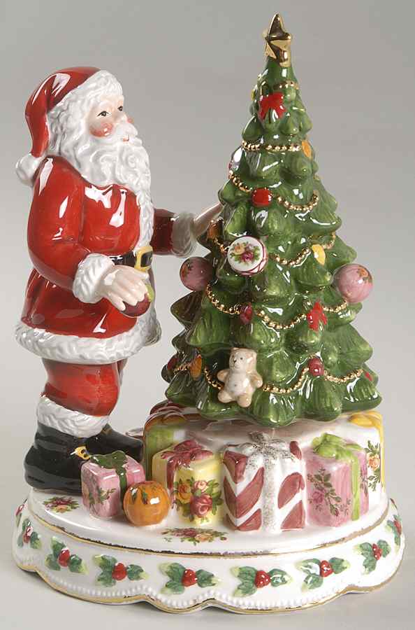Old Country Roses Santa & Tree Musical Centerpiece by Royal Albert-1