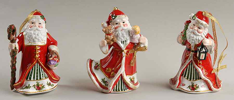 Old Country Roses Santa Musical Ornament (Set of 3) by Royal Albert-1