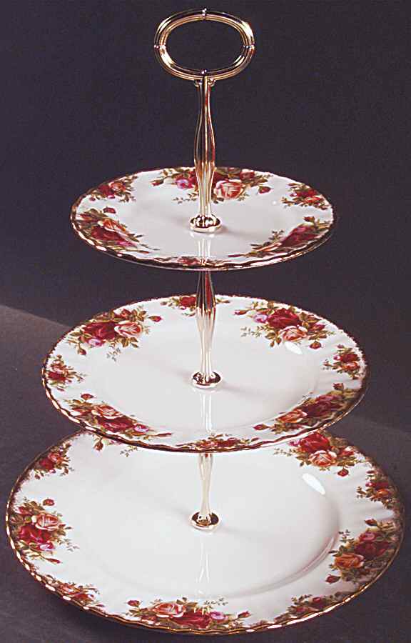 Old Country Roses 13 7/8"-14 1/4" 3-Tiered Serving Tray(DP,SP,BB) HC by Royal Albert-1