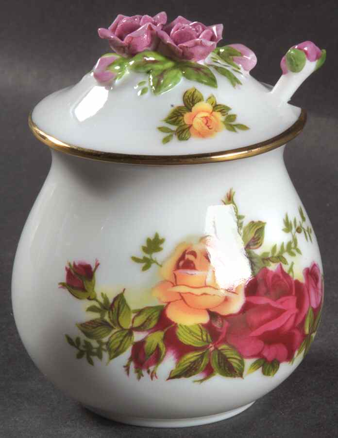 Old Country Roses Jam/Jelly & Lid W/Spoon by Royal Albert-1