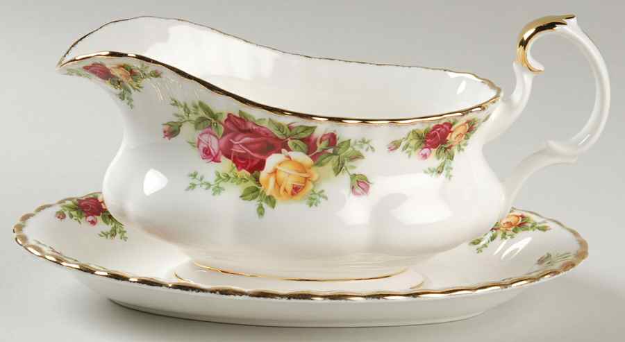 Old Country Roses Gravy Boat & Underplate by Royal Albert-1