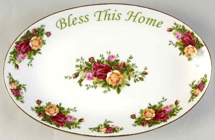 Old Country Roses 12" Bless This House Platter by Royal Albert-1