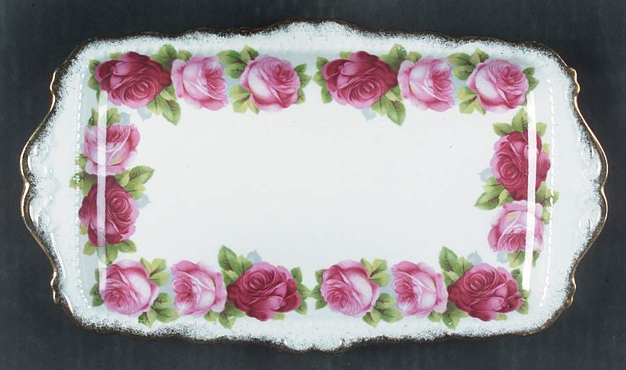 Old English Rose (Brushed Gold Trim) Large Sandwich Tray by Royal Albert-1