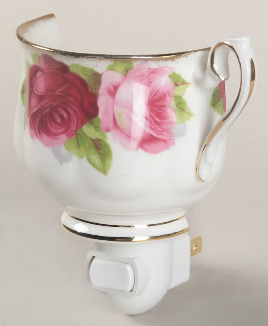 Old English Rose (Brushed Gold Trim) 1 5/8" + cup (H) Night Light/Cup HC by Royal Albert-1