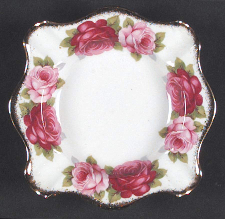 Old English Rose (Brushed Gold Trim) Small Square Ashtray by Royal Albert-1