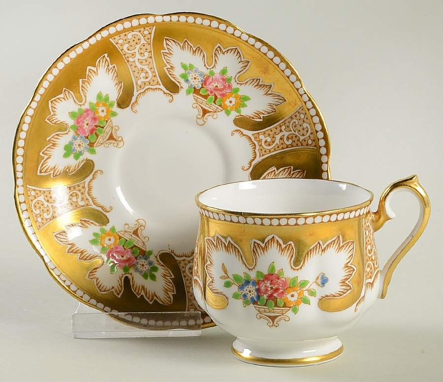 Royalty (Gold, Bone) Footed Cup & Saucer Set by Royal Albert-1