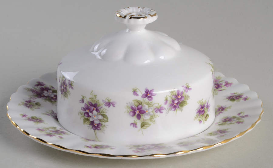 Sweet Violets Round Covered Butter (Uses Bread & Butter Plate) by Royal Albert-1