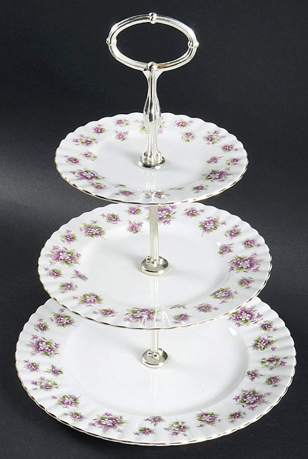 Sweet Violets 3-Tiered Serving Tray (DP, SP, BB) by Royal Albert-1