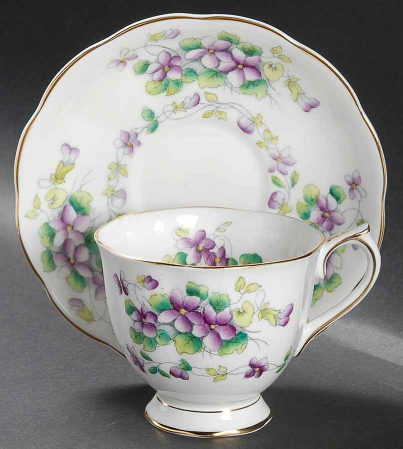 Sweet Violet Footed Cup & Saucer Set by Royal Albert-1
