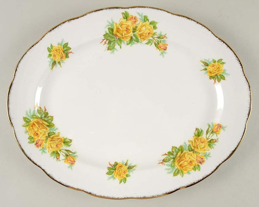Tea Rose Yellow 15" Oval Serving Platter by Royal Albert-1