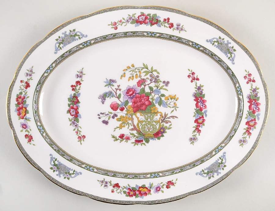 Tree of Kashmir 16" Oval Serving Platter by Royal Albert-1