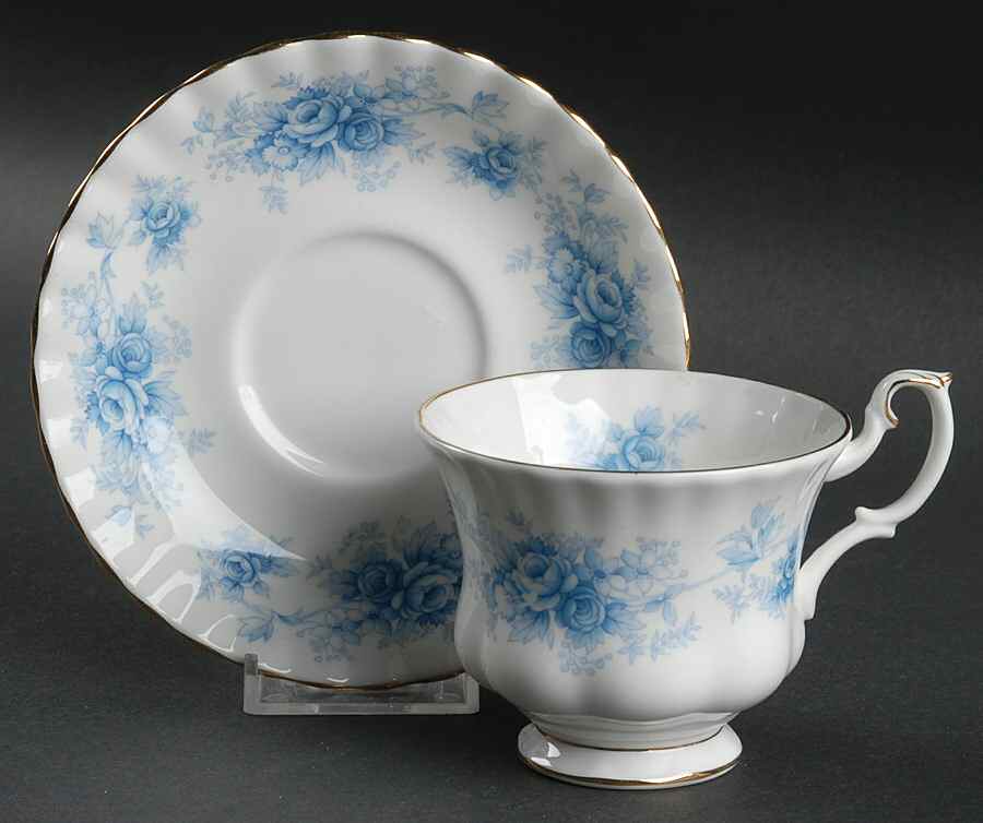 Windsor Rose Blue Footed Cup & Saucer Set by Royal Albert-1