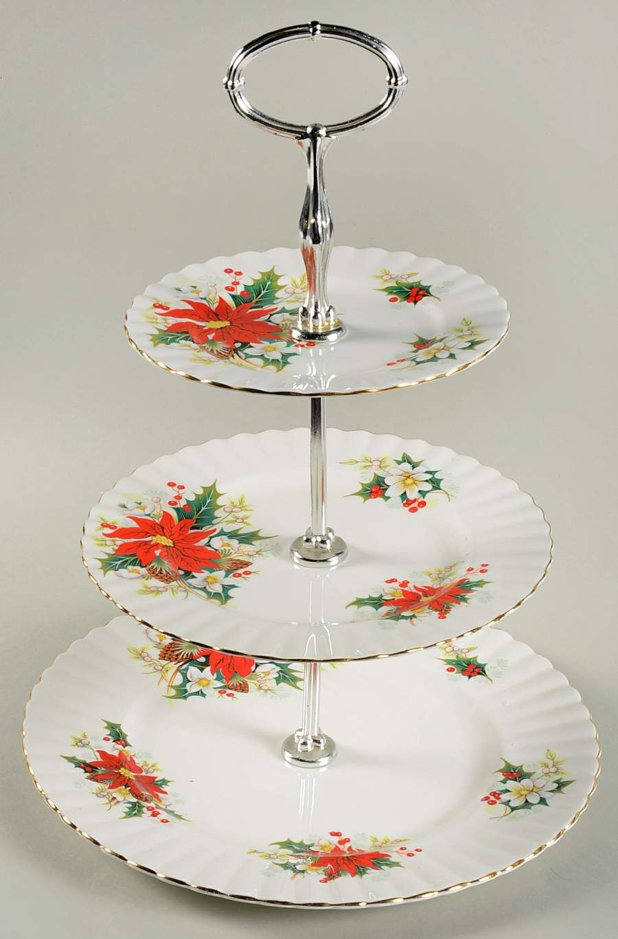 Yuletide (Fluted and Ribbed) 3-Tiered Serving Tray (DP, SP, BB) by Royal Albert-1