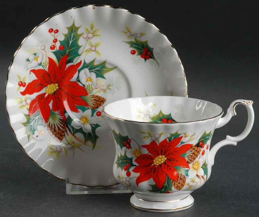 Yuletide (Fluted and Ribbed) Footed Cup & Saucer Set by Royal Albert-1
