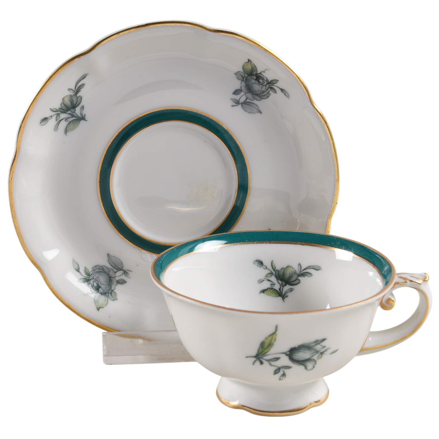 Teal Tulip Footed Demitasse Cup & Saucer Set by Royal Bayreuth-1