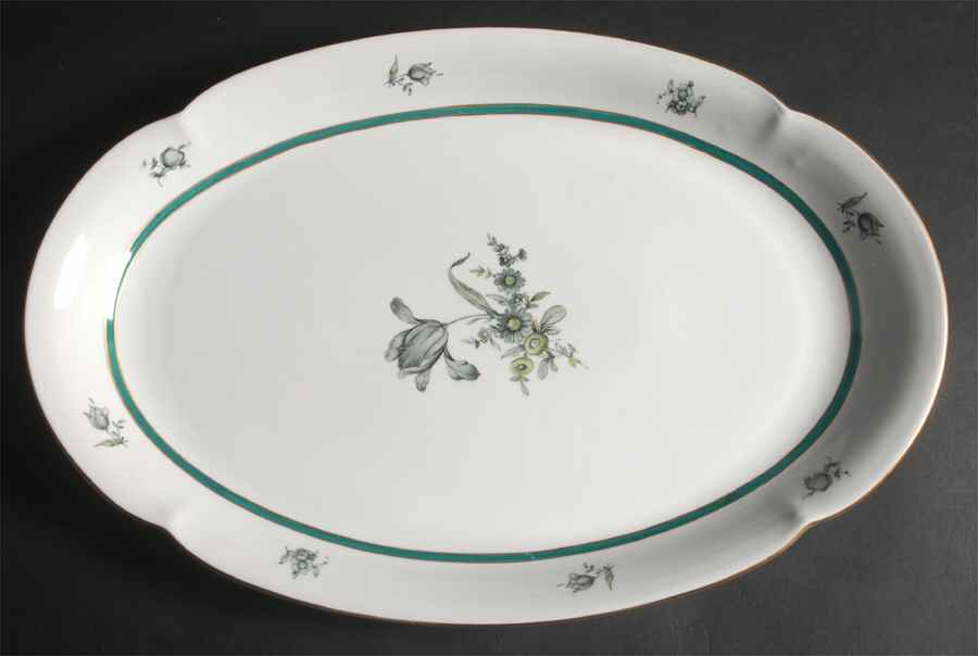 Teal Tulip 17" Oval Serving Platter by Royal Bayreuth-1