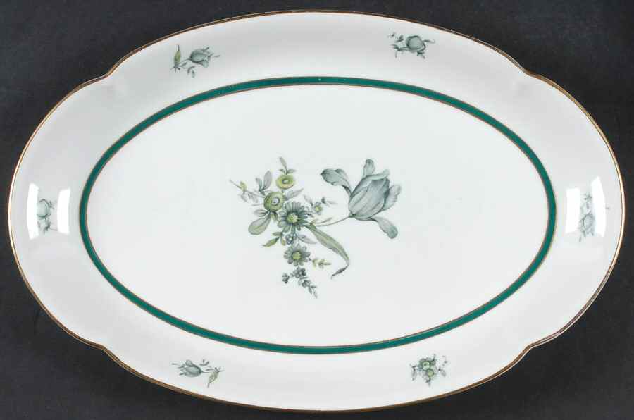 Teal Tulip 13" Oval Serving Platter by Royal Bayreuth-1