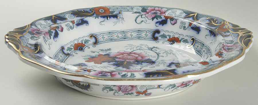 Bentick Blue (Gold Trim) 10" Round Vegetable Bowl by Royal Cauldon-1