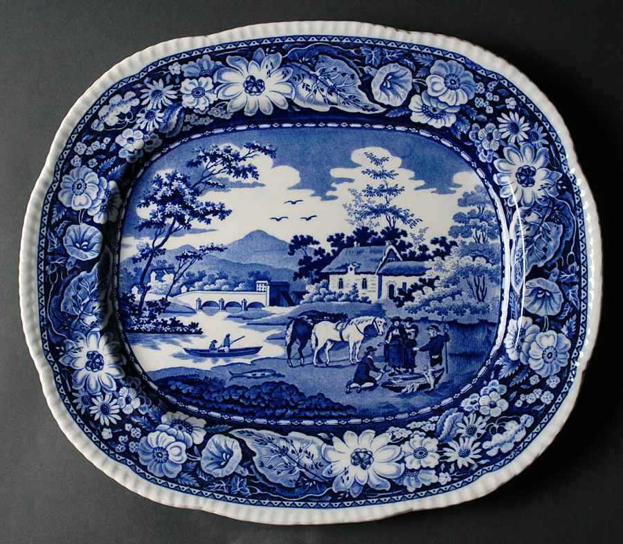 Native Blue 15" Oval Serving Platter by Royal Cauldon-1