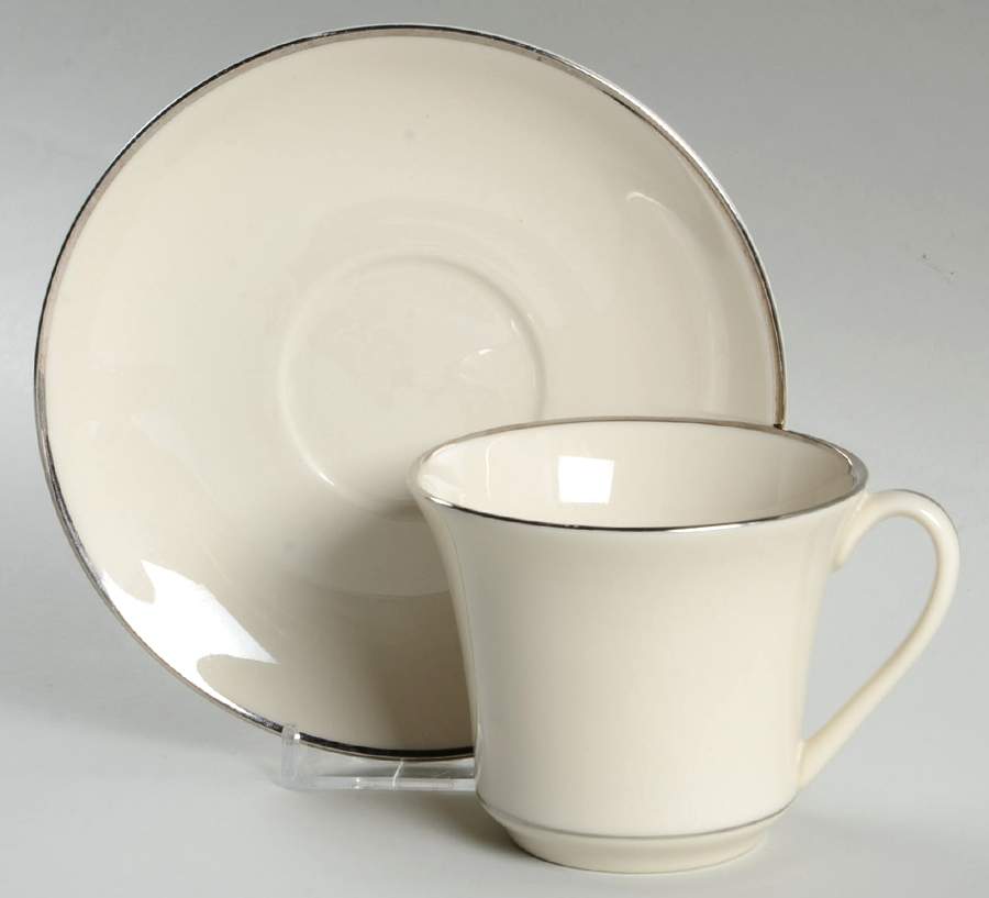 Simplicity Platinum Flat Cup & Saucer Set by Royal Devon-1