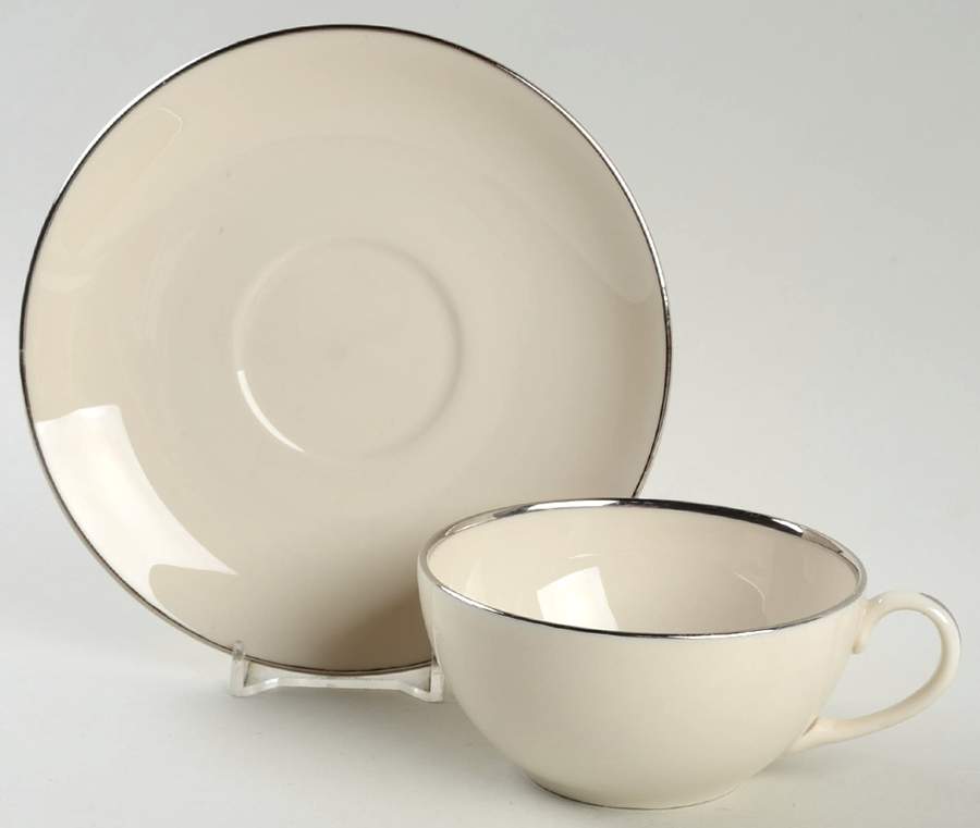 Simplicity Platinum Flat Cup & Saucer Set by Royal Devon-1