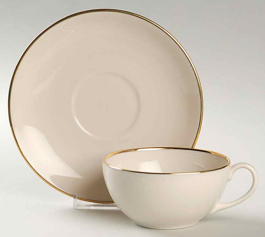Simplicity Gold Flat Cup & Saucer Set by Royal Devon-1