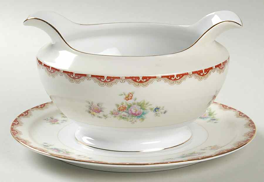 Rutland (Smooth Verge, Japan) Gravy Boat with Attached Underplate by Royal Embassy-1