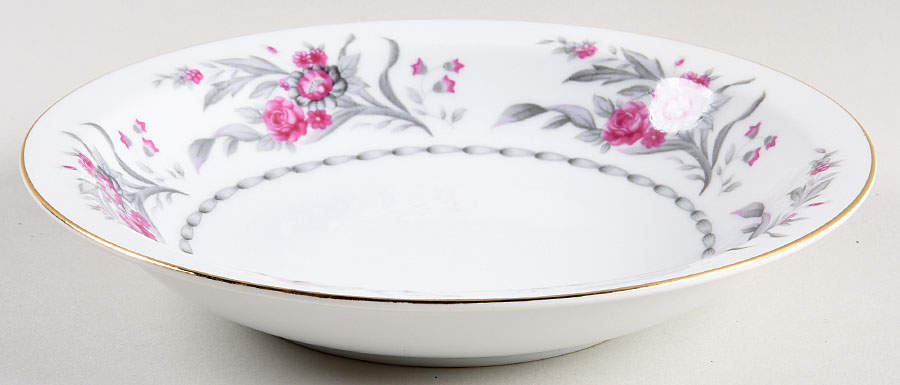 Saratoga (Red & Gray Flowers) Rim Soup Bowl by Royal Embassy-1