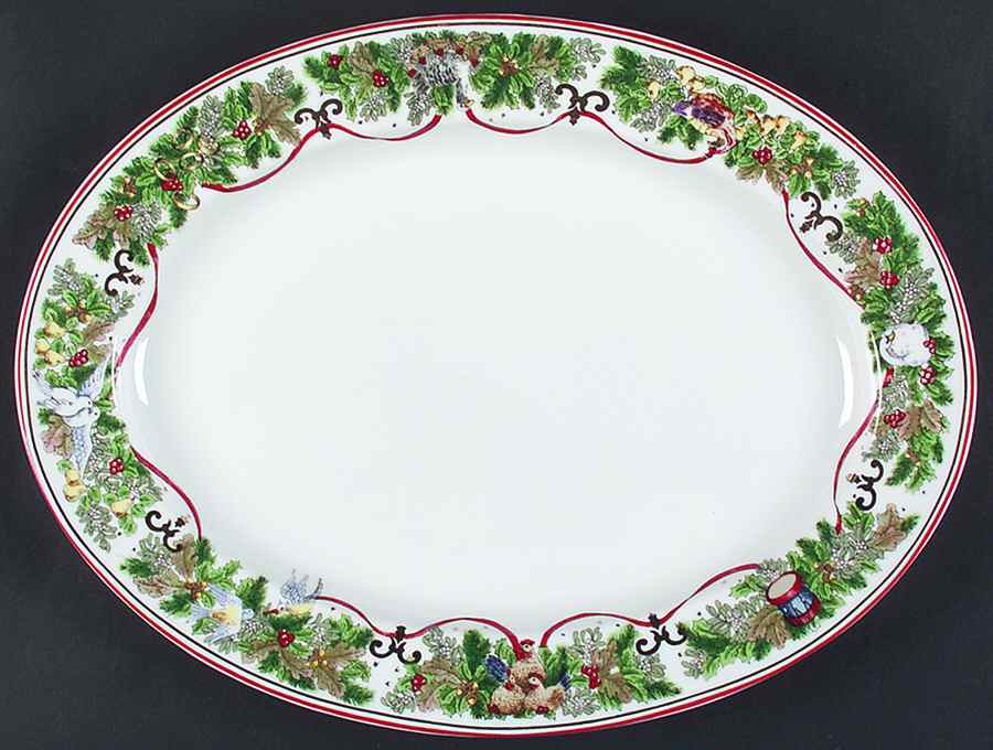 All The Days of Christmas 16" Oval Serving Platter by Royal Gallery-1