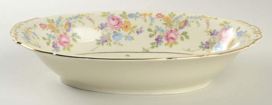 Queens Rose (Scalloped, No Gold Scrolls) 10" Oval Vegetable Bowl by Royal Ivory (Czech, Germany)-1