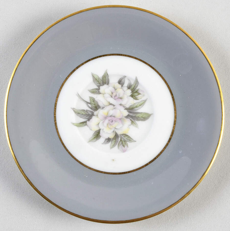 Countess Heirloom Gray (Gold Trim) Saucer by Royal Jackson-1
