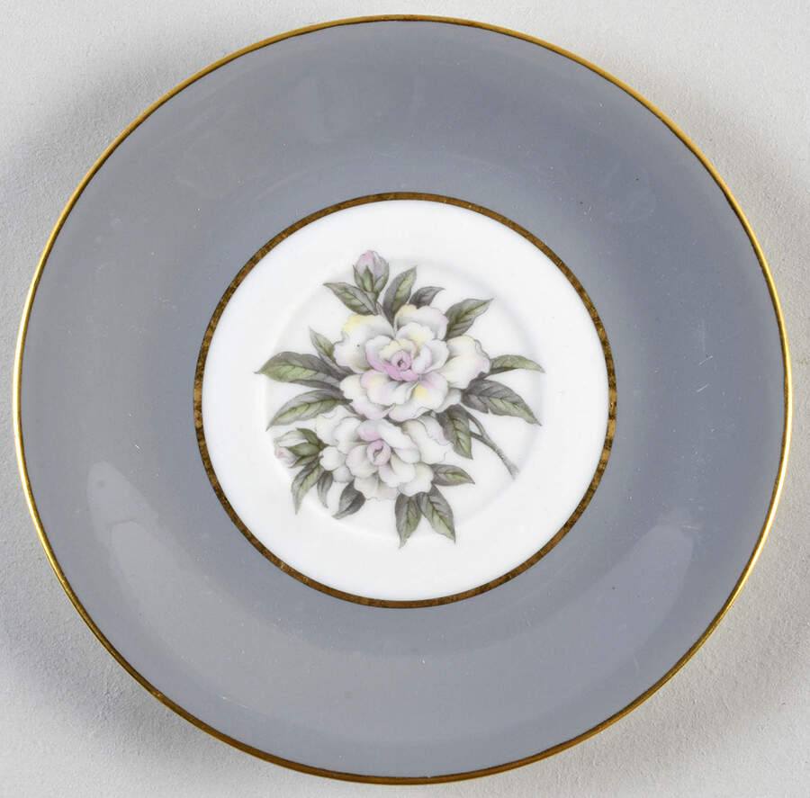 Countess Heirloom Gray (Gold Trim) Saucer for Footed Cup by Royal Jackson-1