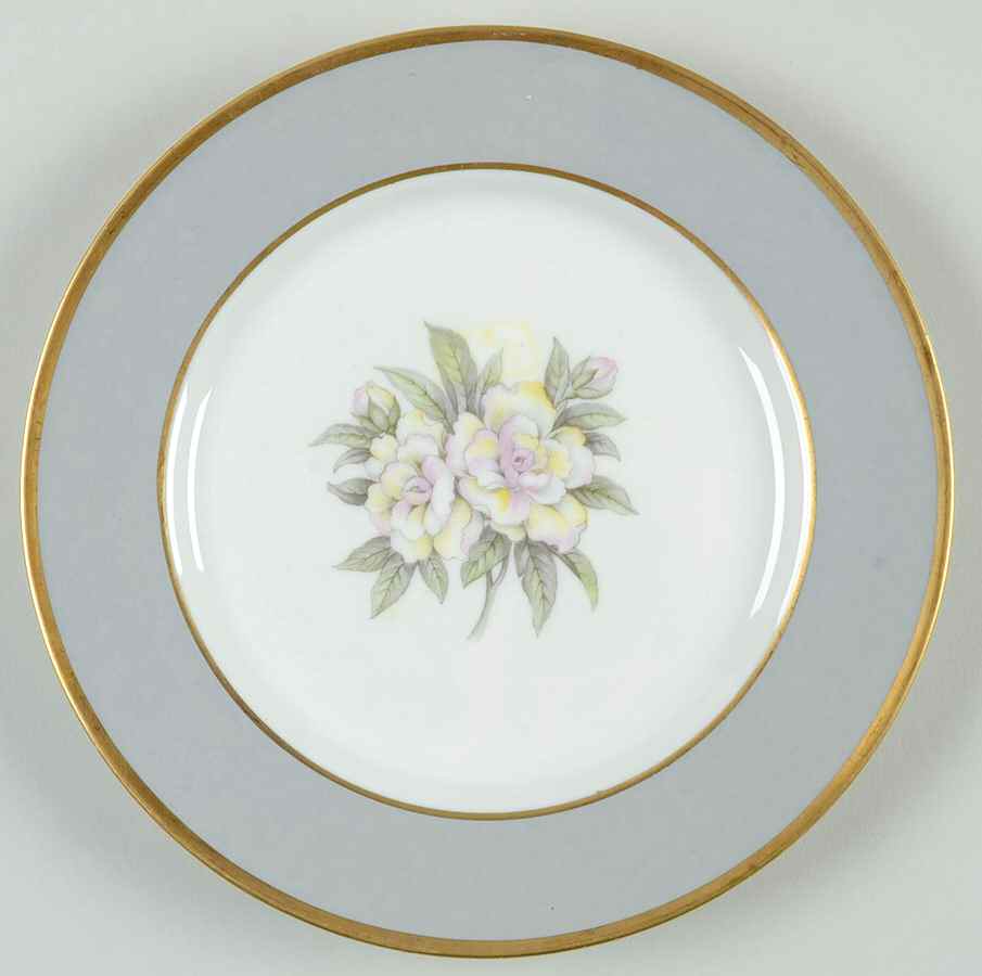 Countess Heirloom Gray (Gold Trim) Bread & Butter Plate by Royal Jackson-1