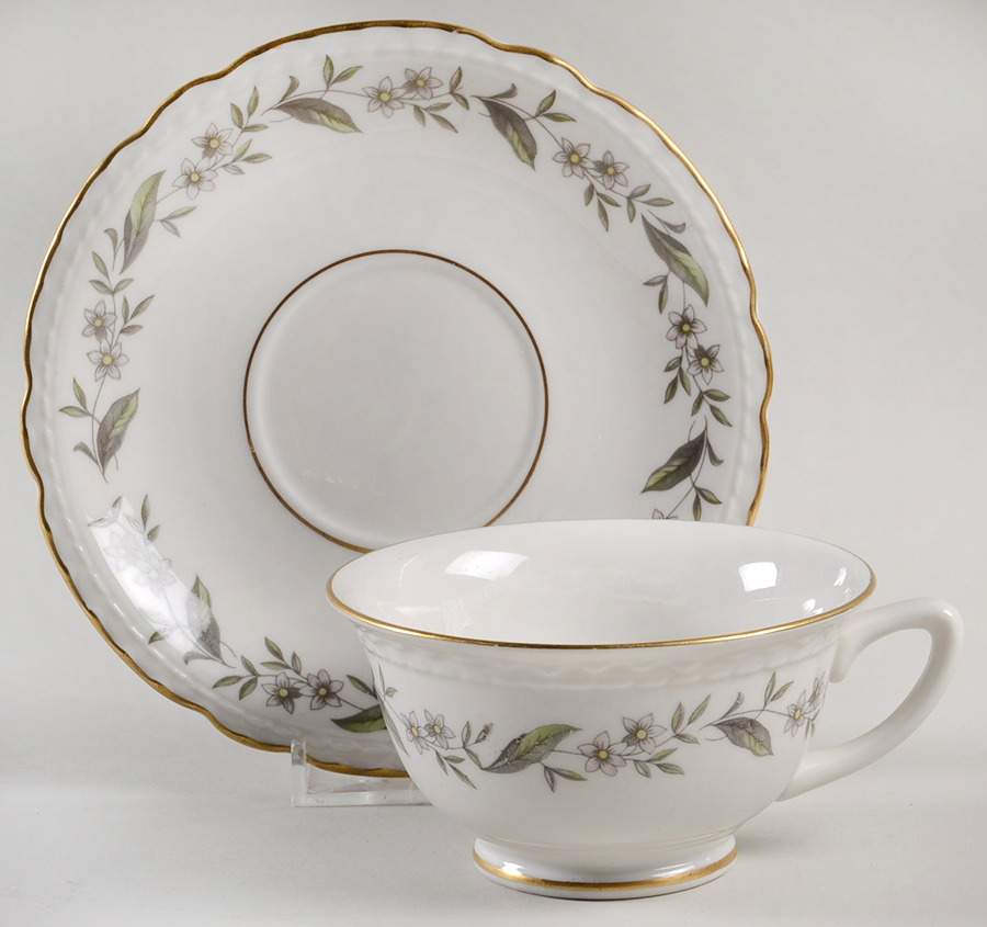 Fleur De Blanc Footed Cup & Saucer Set by Royal Jackson-1