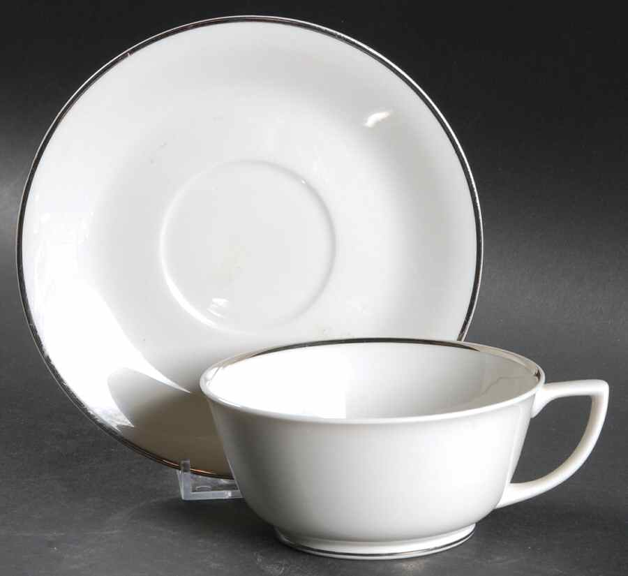 Moderne (Platinum Trim) Footed Cup & Saucer Set by Royal Jackson-1