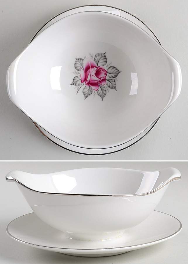 Normandy Rose Gravy Boat with Attached Underplate by Royal Jackson-1