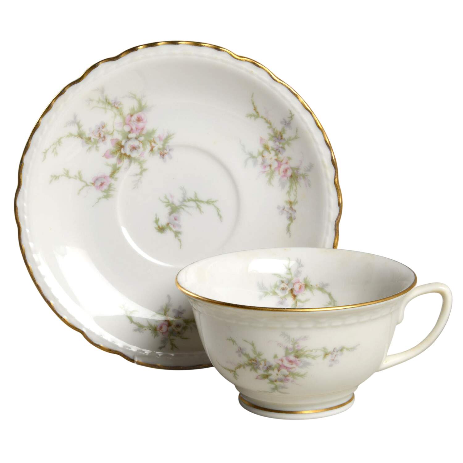 Sandra (Gold Trim) Footed Cup & Saucer Set by Royal Jackson-1