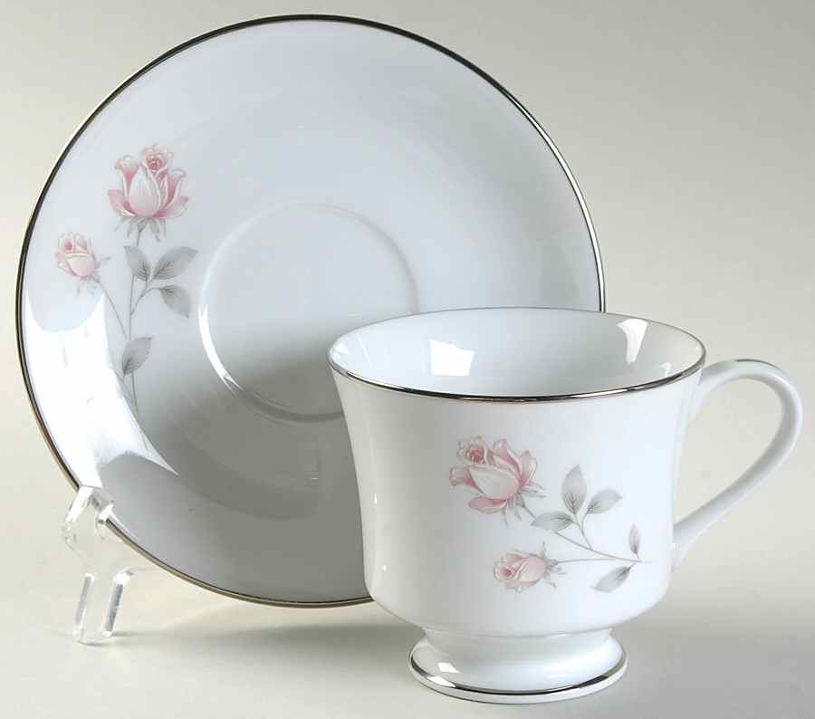 Rose Crest Footed Cup & Saucer Set by Royal Prestige-1