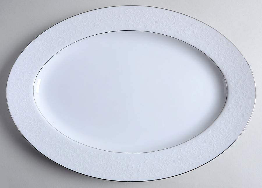 White Lace 14" Oval Serving Platter by Royal Prestige-1