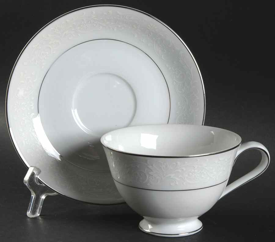 White Lace Footed Cup & Saucer Set by Royal Prestige-1