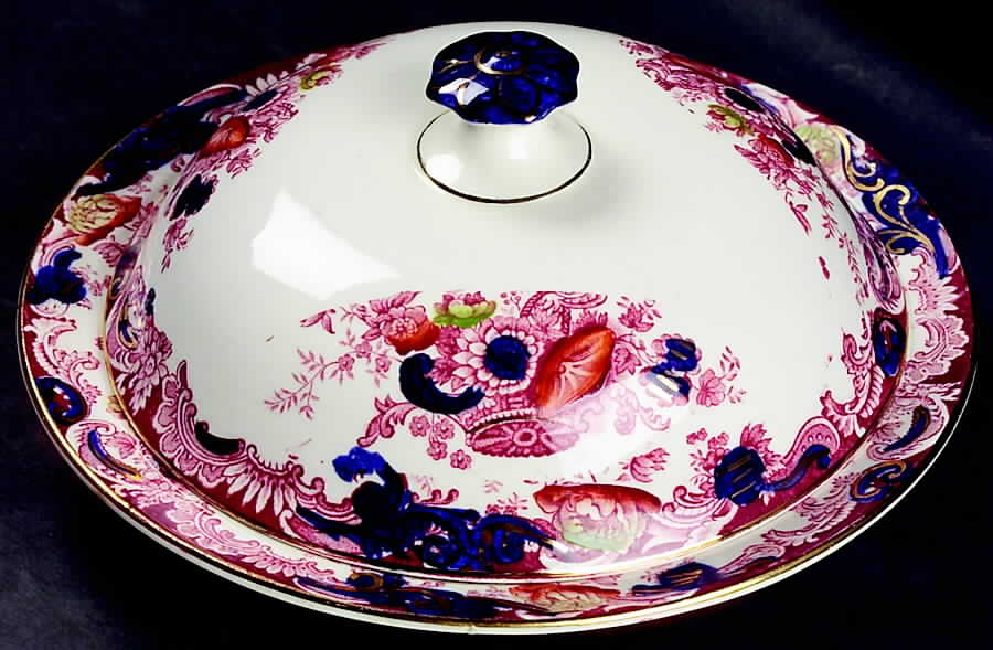 Arcadia Red and Blue (Smooth) Round Covered Butter by Royal Staffordshire-1