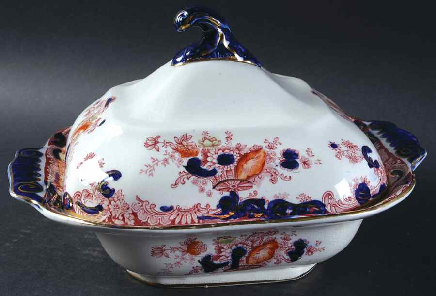 Arcadia Red and Blue (Smooth) Square Covered Vegetable by Royal Staffordshire-1