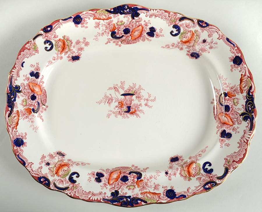 Arcadia Red and Blue (Smooth) 16" Oval Serving Platter by Royal Staffordshire-1